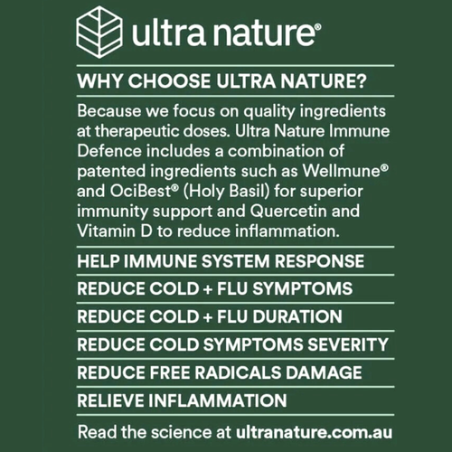 Ultra Nature Immune Defence 30 Tablets benefits list