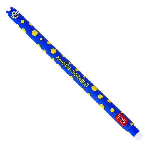 Legami Milano Erasable Blue Gel Pen Monster full view of product