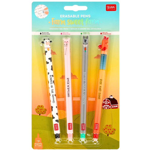 Legami Milano Erasable Gel Pens Limited Edition Farm Sweet Farm Set of 4 packaging image