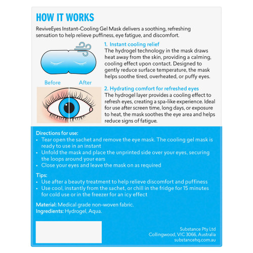 BioRevive ReviveEyes Instant-Cooling Gel Mask 5 Pack instructions image