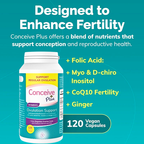 Conceive Plus Women's Ovulation Support Supplement 120 Capsules product features