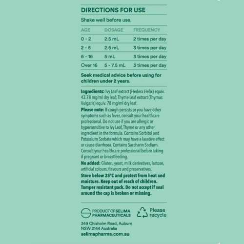 Ultra Nature Selituss Chesty Cough Relief Oral Liquid 200mL product directions
