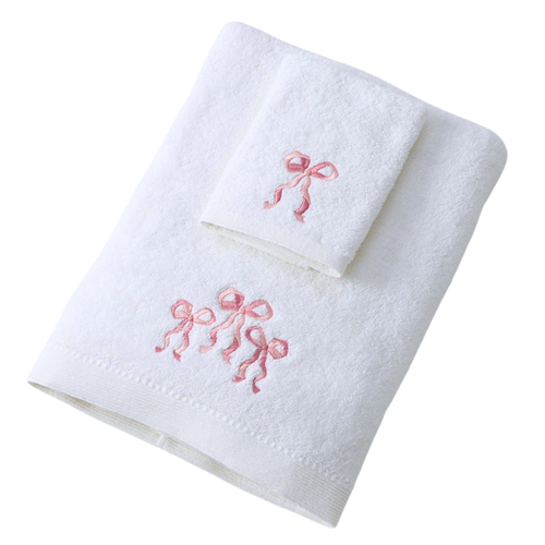 Jiggle & Giggle Bow Love Bath Towel & Face Washer Set