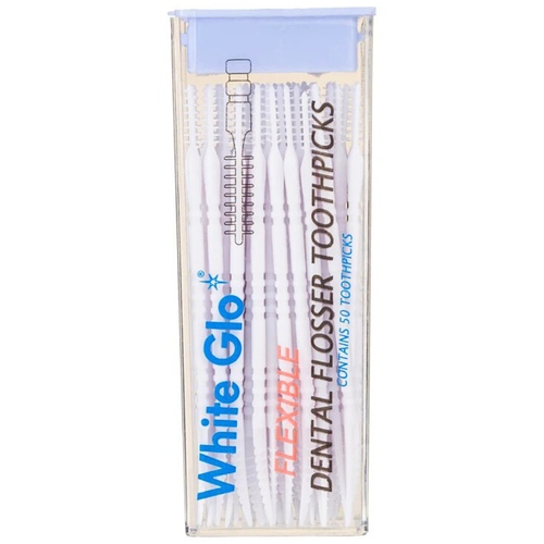 White Glo Flexible Dental Flosser Toothpicks 50 Pack