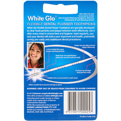 White Glo Flexible Dental Flosser Toothpicks 50 Pack