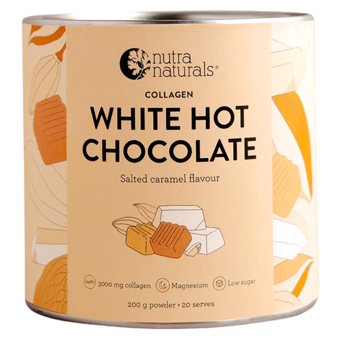 Nutra Naturals White Hot Chocolate Salted Caramel Collagen Powder 200g product image