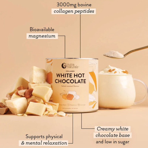 Nutra Naturals White Hot Chocolate Salted Caramel Collagen Powder 200g product features