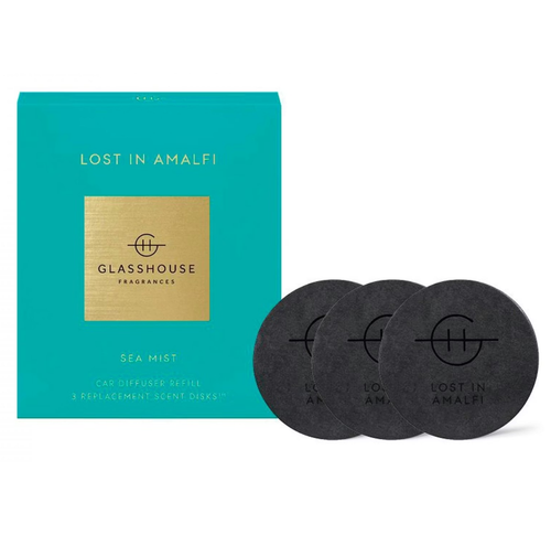 Glasshouse Fragrances 3 Replacement Car Diffuser Scent Disks - Lost in Amalfi