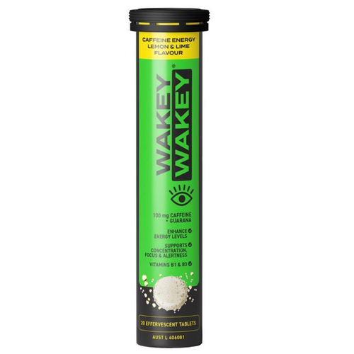 Wakey Wakey Caffeine Effervescent Lemon Lime Tablets 20 Pack