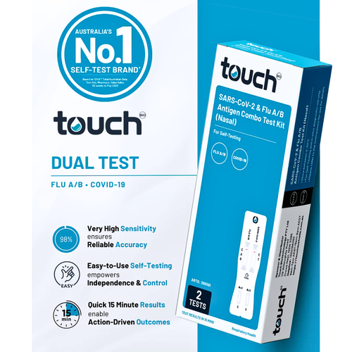 Touch Bio COVID-19 and Flu A/B Rapid Antigen Combo Test Kit 2 Pack