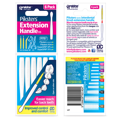 Piksters Extension Handle 6pk image of front and back packaging