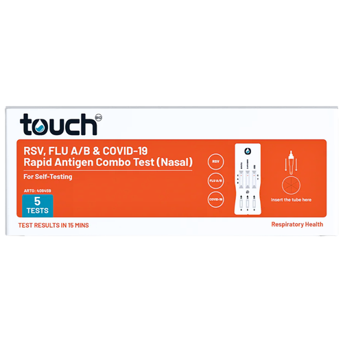Touch Bio RSV, Flu A/B & COVID-19 Rapid Antigen Combo Test Kit 5 Pack product image