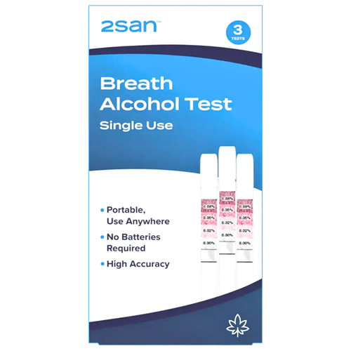 2san Breath Alcohol Test Single Use 3pk product packaging image