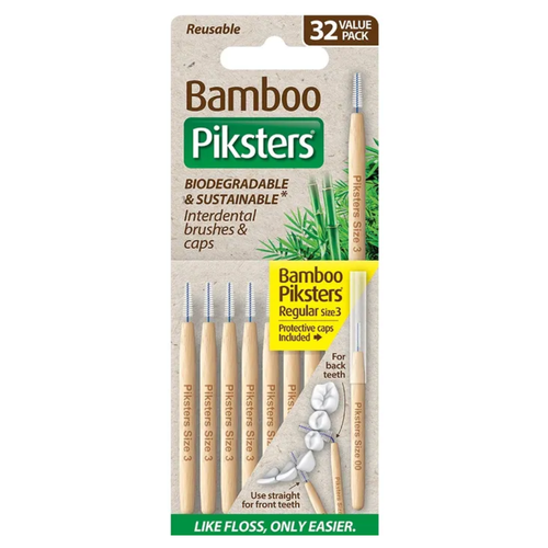 Piksters Bamboo Interdental Brush Regular Size 3 32 Pack