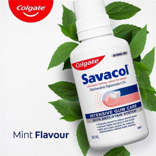 Colgate Savacol Anti Stain Mouth Rinse Mint with mint flavour