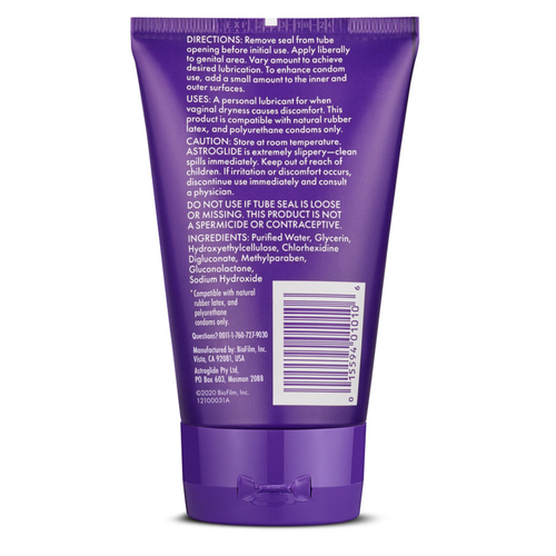 Astroglide Gel Water Based Personal Lubricant 113g Backview