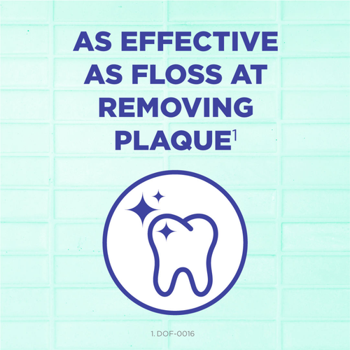 A hand holding a clear plastic case filled with GUM brand interdental brushes. The text "CONVENIENT CASE FOR ON-THE-GO" is displayed above.