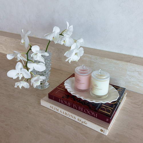 Glasshouse Fragrances Radiance In Bloom x Velvet Rhapsody Candle Duo 200g product flatlay image