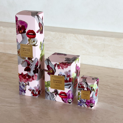 Glasshouse Fragrances Radiance In Bloom Soy Candle Duo 380g product packaging image