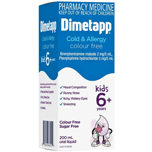 Dimetapp Kids Cold & Allergy 6 Years+ Colour Free 200ml