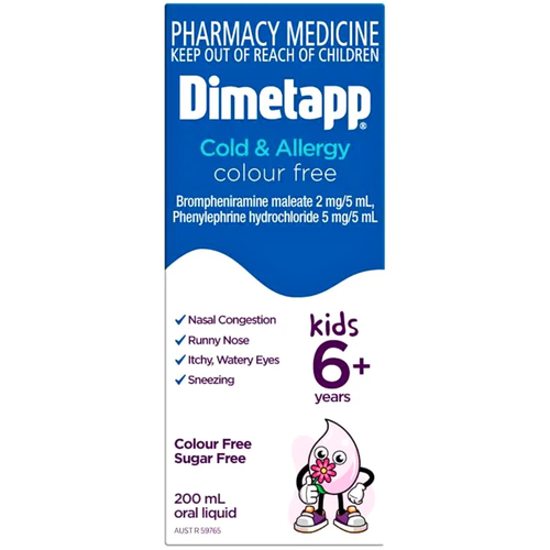 Dimetapp Kids Cold & Allergy 6 Years+ Colour Free 200ml