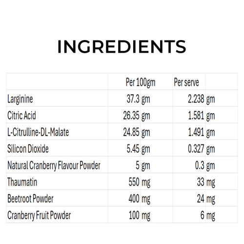 NiOx Health Nitric Oxide Cranberry Infusion 400g