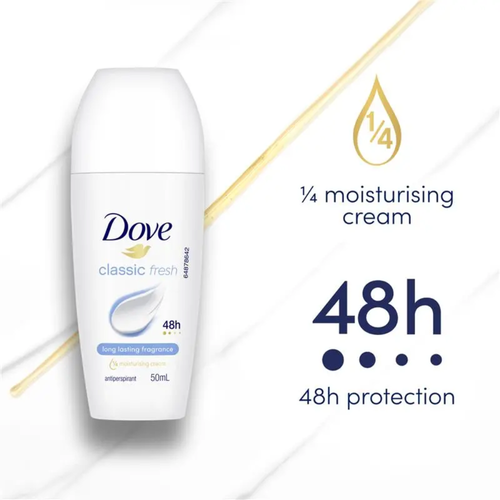 Dove Womens Classic Fresh Roll On Deodorant 50ml