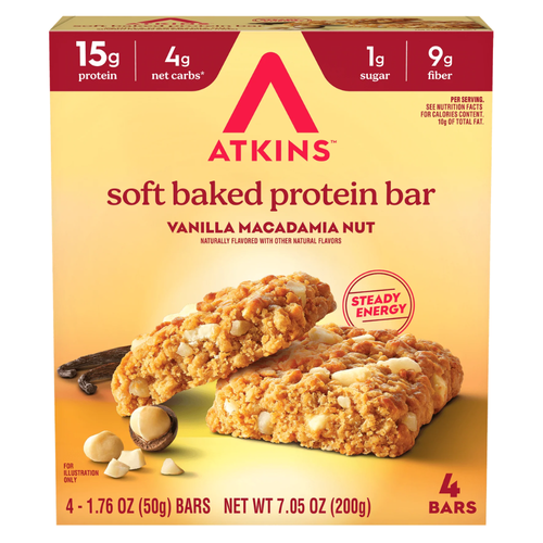 Product Image of Atkins Vanilla Macadamia Nut High Protein Soft Baked Bars 4 Pack