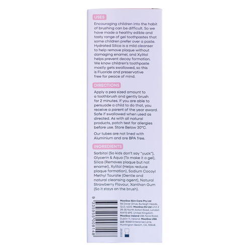 Product image of MooGoo Kids Fluoride Free Toothpaste Strawberries & Cream 50g