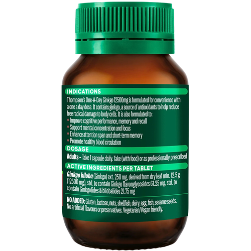 Thompson's One-A-Day Ginkgo 12500mg Brain Support 60 Capsules