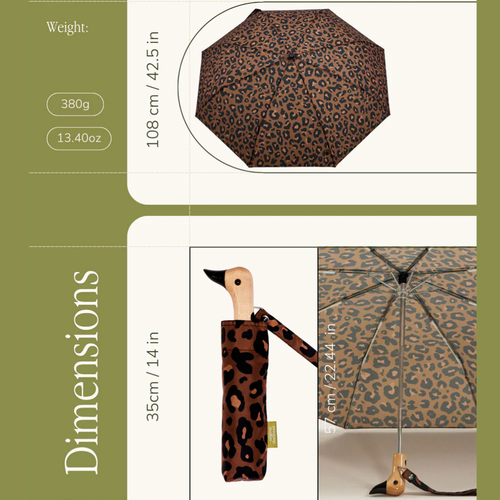 Original Duckhead Umbrella Eco-Friendly Leopard 35cm