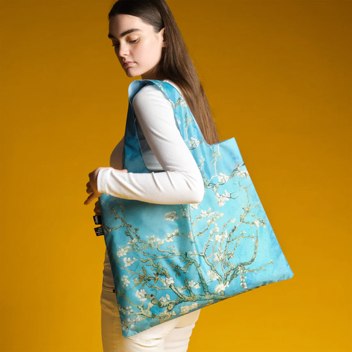 LOQI Recycled Foldable Shopping Bag Vincent Van Gogh Almond Blossom model image