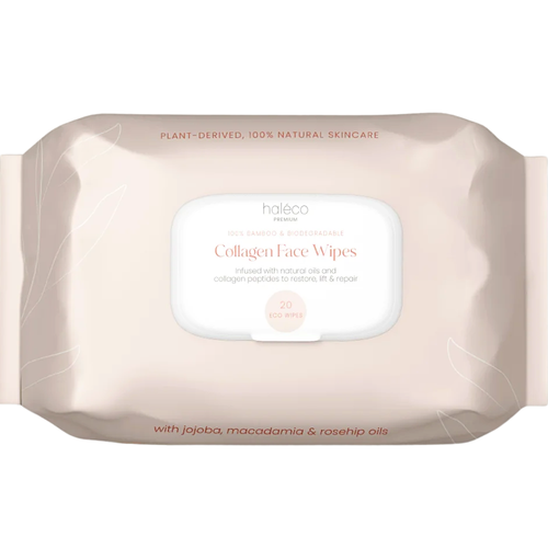 Haleco Bamboo Collagen Face Wipes 20 Pk