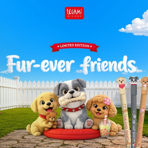 Image of Legami Milano Erasable Gel Pens Limited Edition Fur-Ever Friends Set of 3