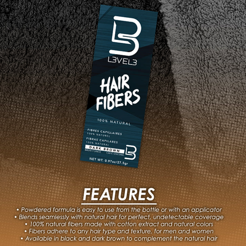 L3VEL3 Dark Brown Hair Fibers 27.5g