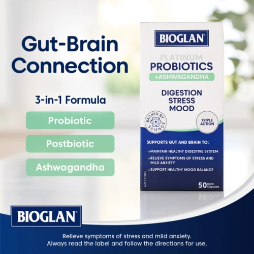 Bioglan Platinum Probiotics + Ashwagandha 50 Capsules