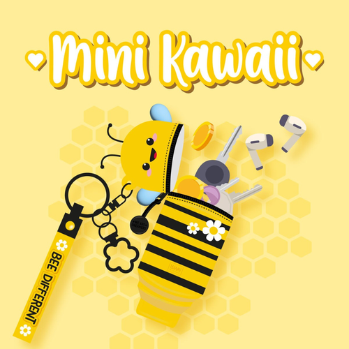 Legami Mini Kawaii Bee Coin Purse with Key Ring