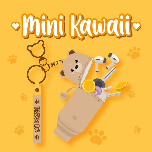 Legami Mini Kawaii Teddy Bear Coin Purse with Key Ring