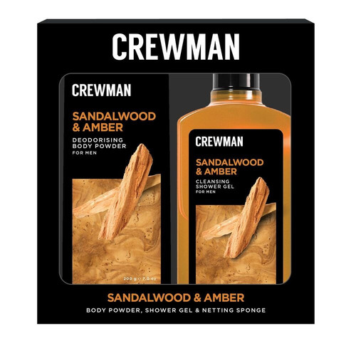 Crewman Sandalwood & Amber Body Powder 200g and Shower Gel 250mL Gift Set
