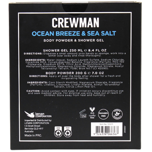 Crewman Ocean Breeze & Sea Salt Body Powder 200g and Shower Gel 250mL Gift Set