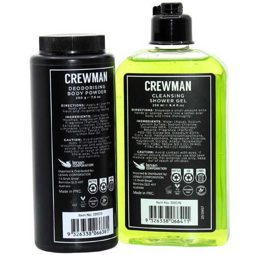 Crewman Cedarwod & Bergamot Body Powder 200g and Shower Gel 250mL Gift Set
