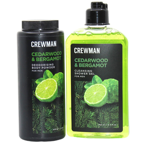 Crewman Cedarwod & Bergamot Body Powder 200g and Shower Gel 250mL Gift Set
