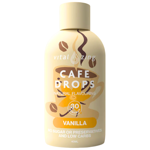 Vital Zing Vanilla Cafe Drops Flavour Enhancer Vegan No Sugar 45mL
