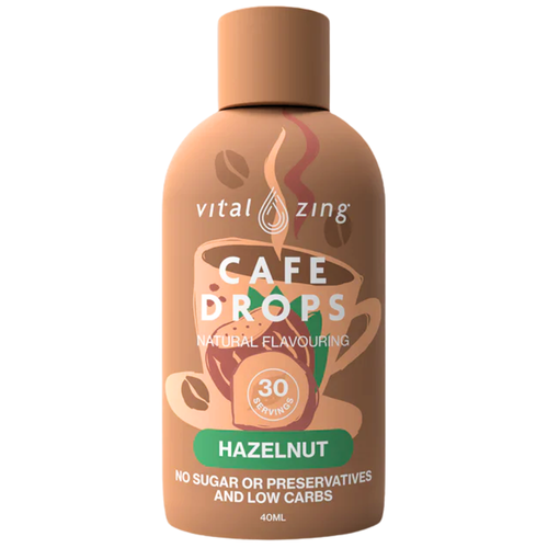 Vital Zing Hazelnut Cafe Drops Flavour Enhancer Vegan No Sugar 45mL