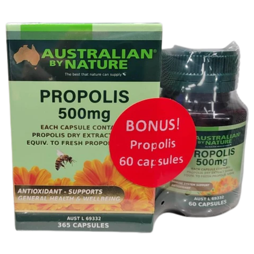 Australian By Nature Propolis 500mg 365 Capsules + Propolis 60 Capules Bonus Set [Exp: 26/10/2026]