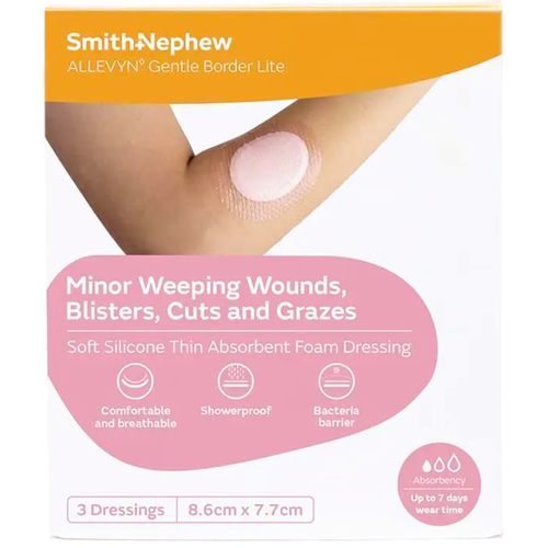 Smith & Nephew Allevyn Gentle Border Lite 8.6cm x 7.7cm 3Pack