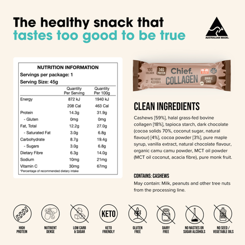 Chief. Collagen Protein Bar Double Choc 45g