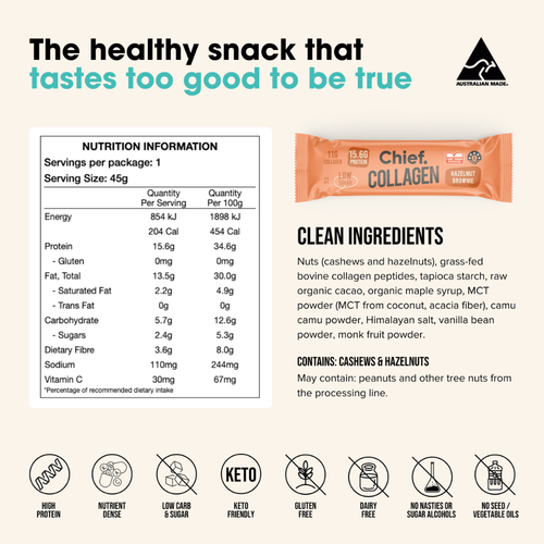 Chief. Collagen Protein Bar Hazelnut Brownie 45g