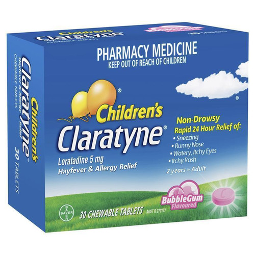 Claratyne Children's Hayfever & Allergy Relief 30 Chewable Tablets - Bubblegum [Exp: 31 Jul 2026]