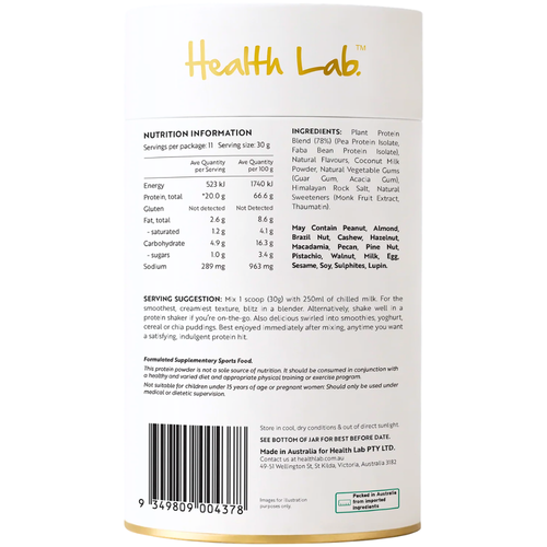Health Lab Vanilla Thickshake Protein Powder 11 Servings 330g